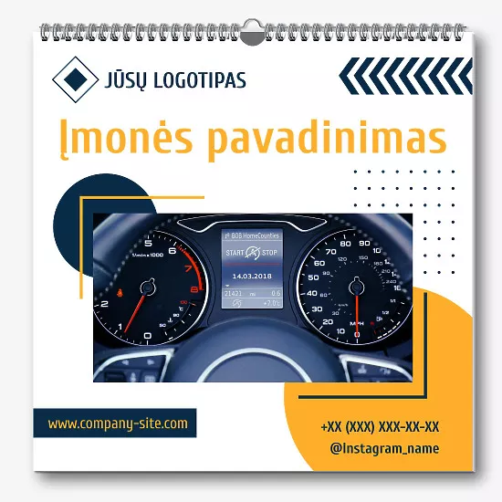 Automobilių prekybos reklamos kalendoriaus šablonas