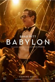 Яркий золотой постер фильма "BABYLON" с БРЕДОМ ПИТТОМ в главной роли